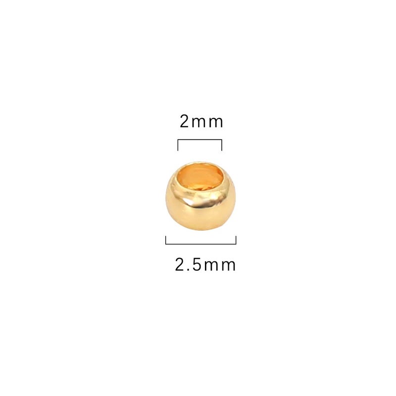 Beadia 14K Gold Plated Crimp Beads Non Tarnish 2.5Mm 600Pcs For Jewelry Making Findings - Image 2
