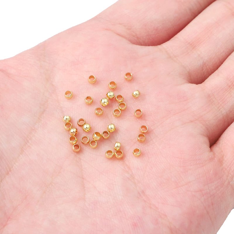 Beadia 14K Gold Plated Crimp Beads Non Tarnish 2.5Mm 600Pcs For Jewelry Making Findings - Image 3