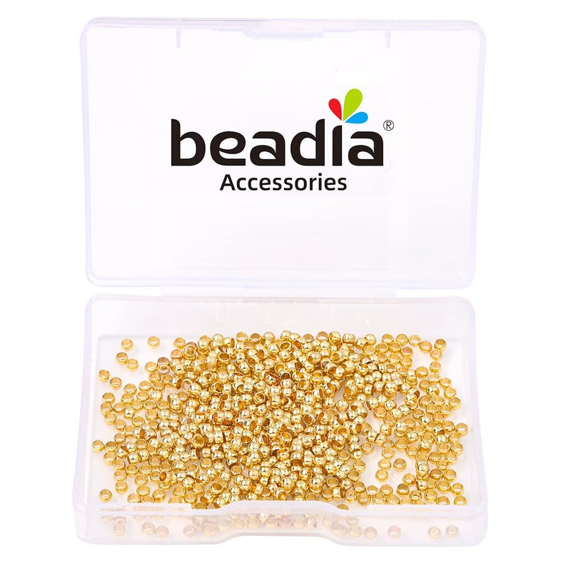 Beadia 14K Gold Plated Crimp Beads Non Tarnish 2.5Mm 600Pcs For Jewelry Making Findings - Image 4