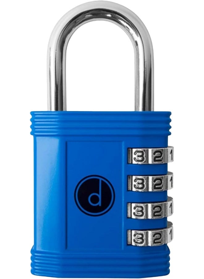 desired tools Padlock - 4 Digit Combination Lock for Gym, Sports, School & Employee Locker, Outdoor, Fence, Hasp and Storage - All Weather Metal & Steel - Easy to Set Your Own Keyless Resettable Combo - Blue - Image 1