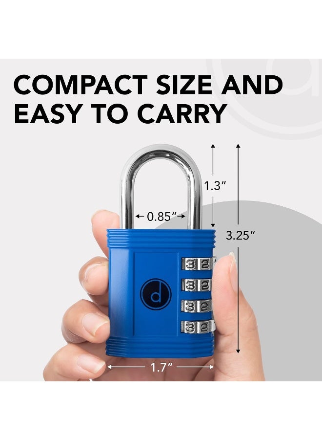 desired tools Padlock - 4 Digit Combination Lock for Gym, Sports, School & Employee Locker, Outdoor, Fence, Hasp and Storage - All Weather Metal & Steel - Easy to Set Your Own Keyless Resettable Combo - Blue - Image 5