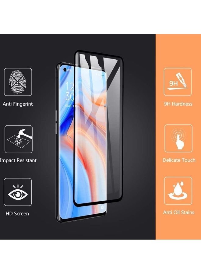 NIBEMINENT Tempered Glass Screen Protector For Oppo Reno4 Pro 5G Black/Clear - Image 2