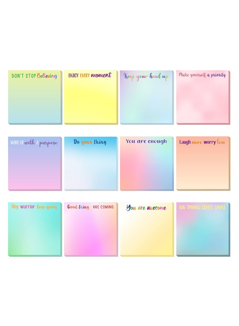 Generic 12 Pieces Inspirational Sticky Notes, Motivational Fun Notepads, Positive Gifts for Teacher Nurse Coworkers, Work Studying Supplies  - Image 1