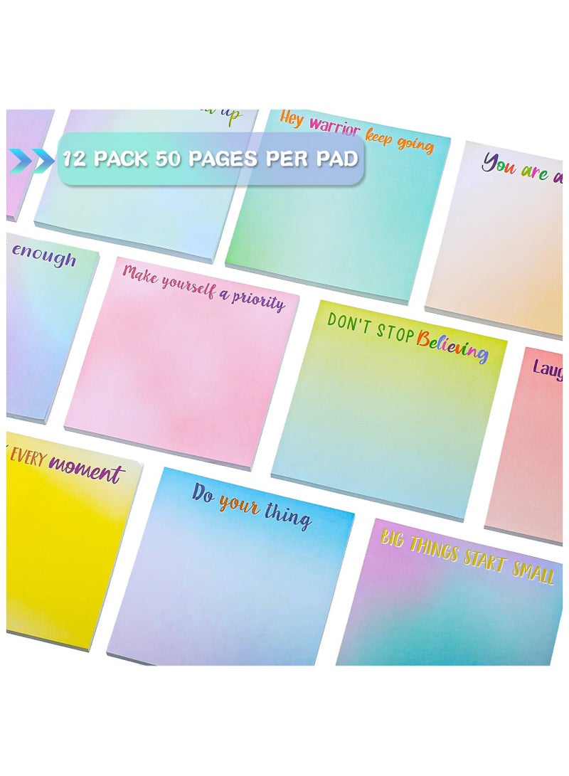 Generic 12 Pieces Inspirational Sticky Notes, Motivational Fun Notepads, Positive Gifts for Teacher Nurse Coworkers, Work Studying Supplies  - Image 3