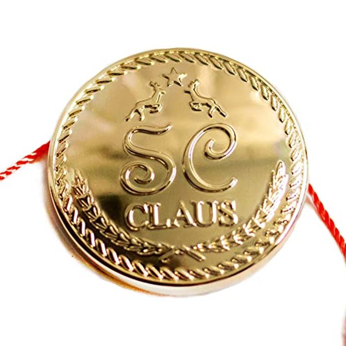SANTAS BUTTON EXTRA LARGE GOLD 15 DIAMETER ZINC ALLOY SANTA CLAUS LOST BUTTON WITH RED THREAD FOR CHRISTMAS MORNING