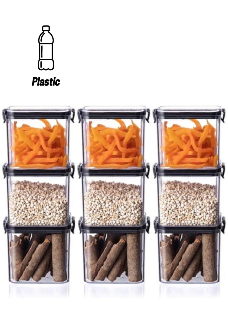 GGEROU Set of 9 Airtight Food Storage Container with Lock Lids,Cereal & Dry Storage Jars 700ml - Image 1