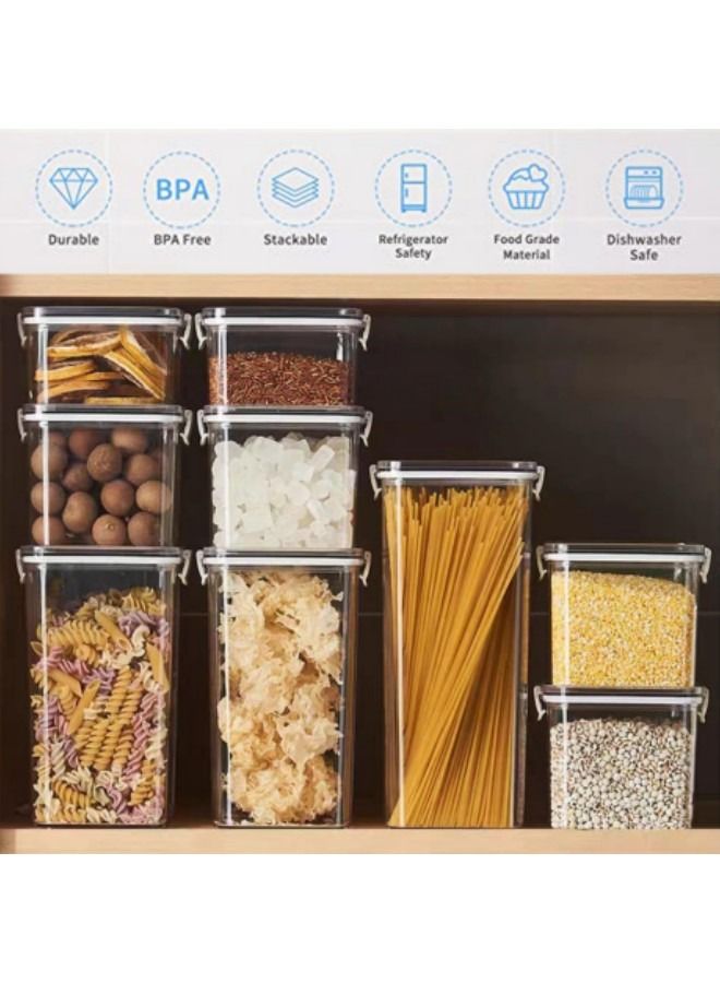 GGEROU Set of 9 Airtight Food Storage Container with Lock Lids,Cereal & Dry Storage Jars 700ml - Image 2