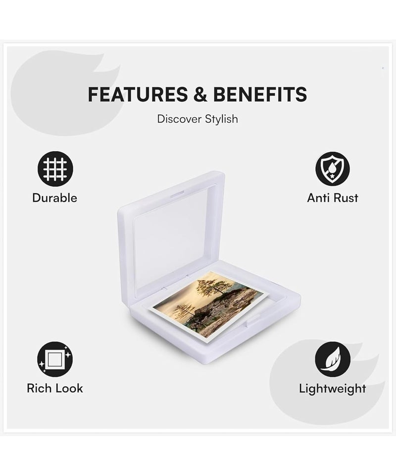 zealEstore إطار عرض عائم صندوق ظل إطار عرض العملات إطار صورة ثلاثي الأبعاد ديكور منزلي إطار عرض شفاف إطار مقتنيات عرض المجوهرات إطار عرض أبيض أكريليك صندوق ظل أبيض. - Image 4