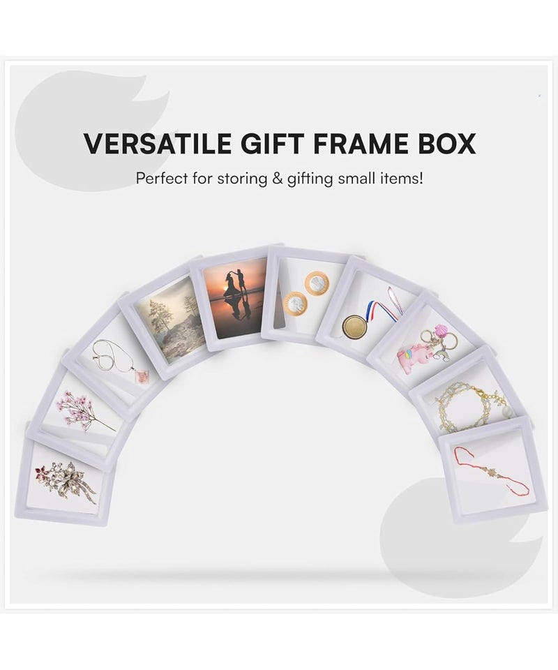 zealEstore إطار عرض عائم صندوق ظل إطار عرض العملات إطار صورة ثلاثي الأبعاد ديكور منزلي إطار عرض شفاف إطار مقتنيات عرض المجوهرات إطار عرض أبيض أكريليك صندوق ظل أبيض. - Image 3