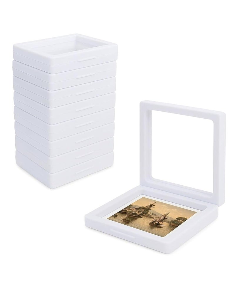 zealEstore إطار عرض عائم صندوق ظل إطار عرض العملات إطار صورة ثلاثي الأبعاد ديكور منزلي إطار عرض شفاف إطار مقتنيات عرض المجوهرات إطار عرض أبيض أكريليك صندوق ظل أبيض. - Image 1