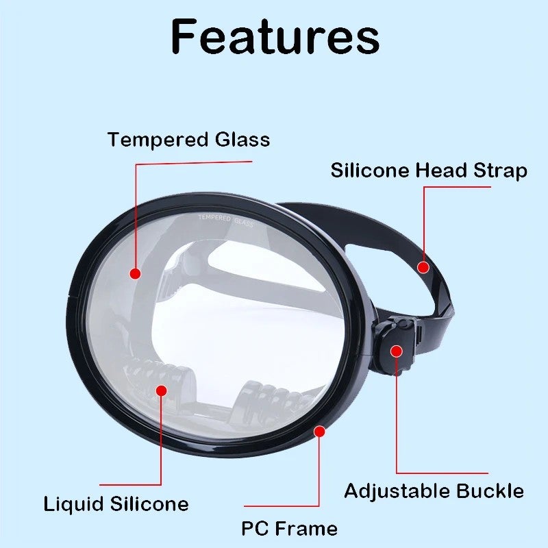 Bluejw Classic Oval Dive Mask Snorkel Spearfishing Wideview Tempered Glasses HD Single Lens Silicone Fisherman Goggles Swim Free Diving - Image 3
