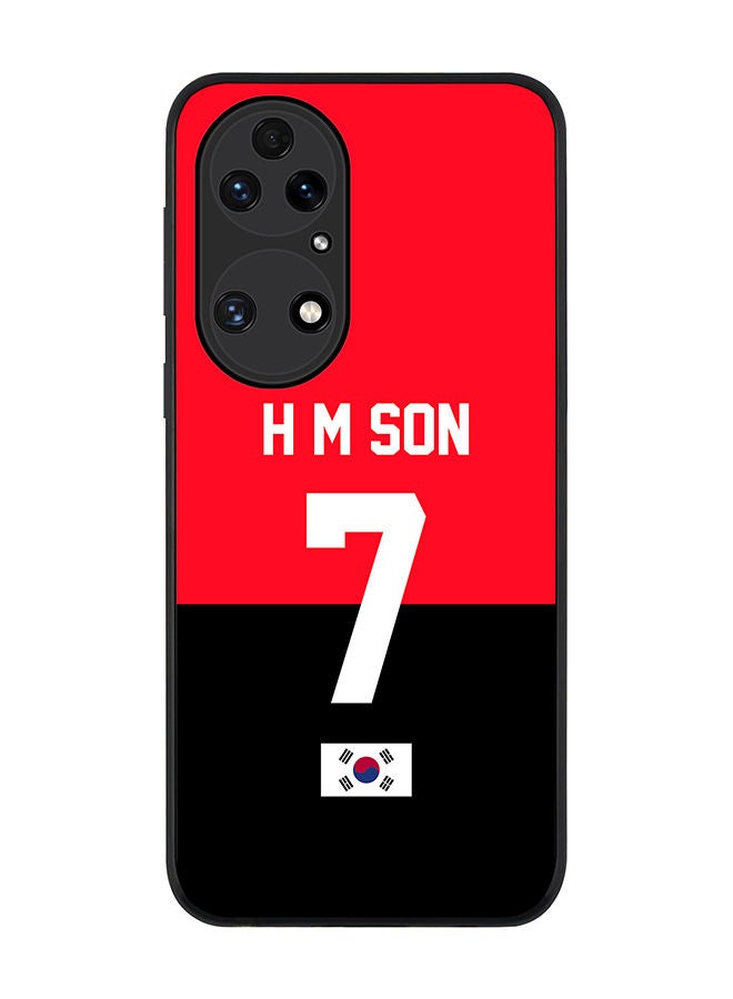 Stylizedd Rugged Black edge case for Huawei P50 Slim fit Soft Case Flexible Rubber Edges Anti Drop TPU Gel Thin Cover - Football Team - South Korea Player Name - H M Son - Image 1