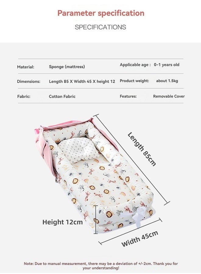 والالا سرير طفل قطني محمول وقابل للطي مع وسادة، سرير أطفال قابل للطي، كرسي استلقاء للأطفال، عش سفر للرضع، سرير محمول للأطفال حديثي الولادة، فراش محمول للأطفال - Image 3
