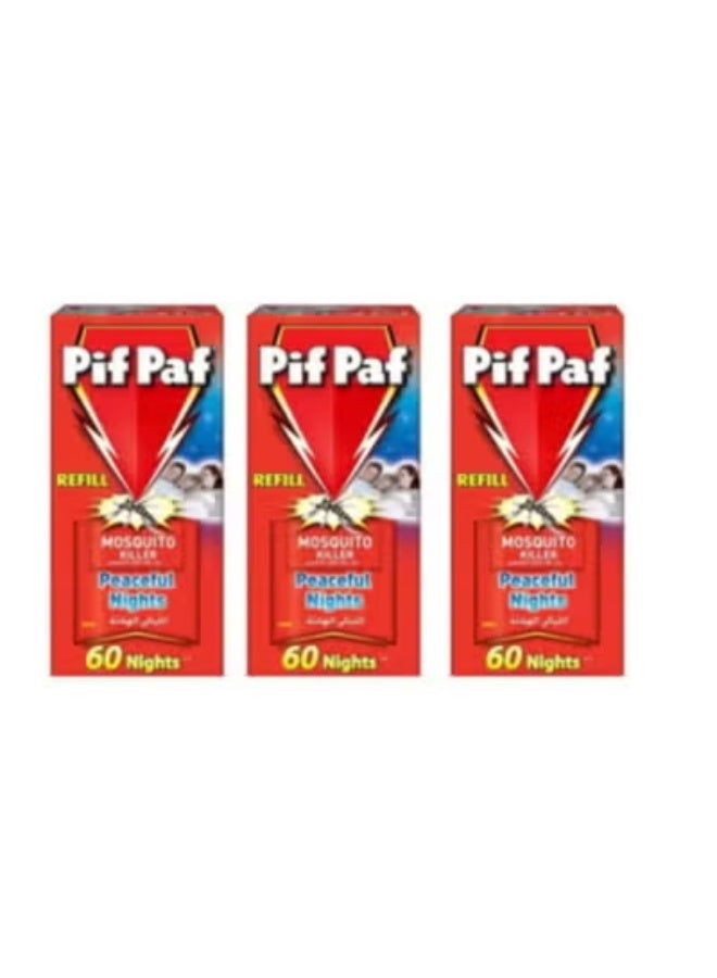 3pcPif Paf Mosquito Killer Liquid Electric Device Kit 60 Nights Refill 45ml