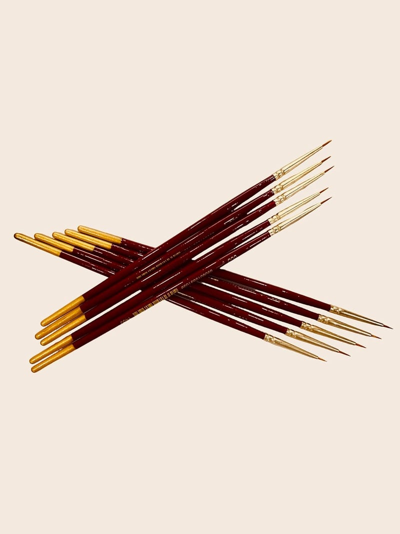 POLO فرش دائرية من الشعر الصناعي | عبوة واحدة من 10 | مجموعة فرش رسم احترافية للتفاصيل الدقيقة للفنانين - Image 2