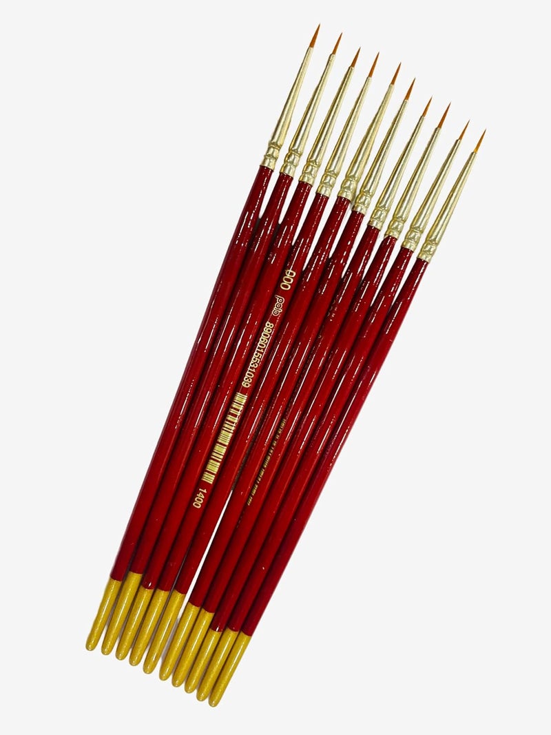 POLO فرش دائرية من الشعر الصناعي | عبوة واحدة من 10 | مجموعة فرش رسم احترافية للتفاصيل الدقيقة للفنانين - Image 1