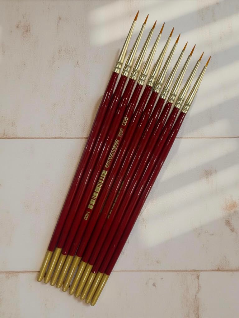 POLO فرش دائرية من الشعر الصناعي | عبوة واحدة من 10 | مجموعة فرش رسم احترافية للتفاصيل الدقيقة للفنانين - Image 3