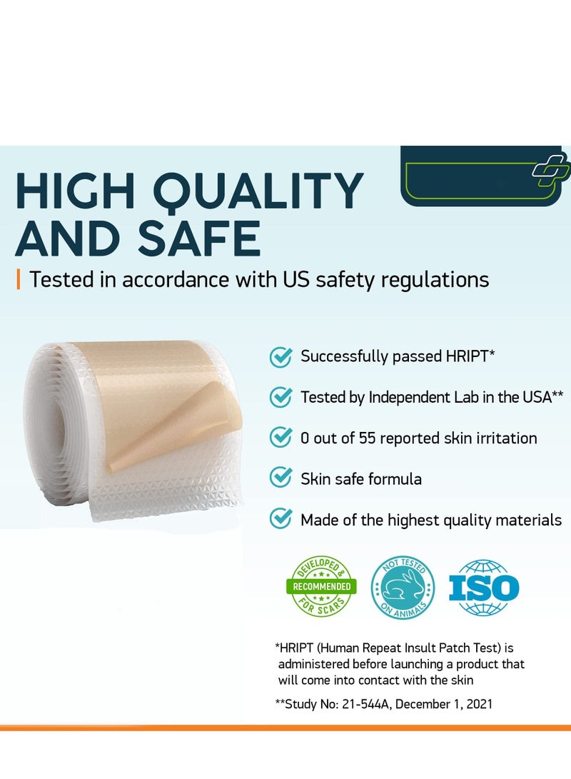 SYOSI Silicone Scar Tape as Sheets, Strips - 1.5"x59" Extra Long - C-Section, Tummy Tuck, Keloid, Acne Removal Treatment - Post Surgery Supplies - Patch, Bandage - Try w/Surgical Silicon Gel - Image 4