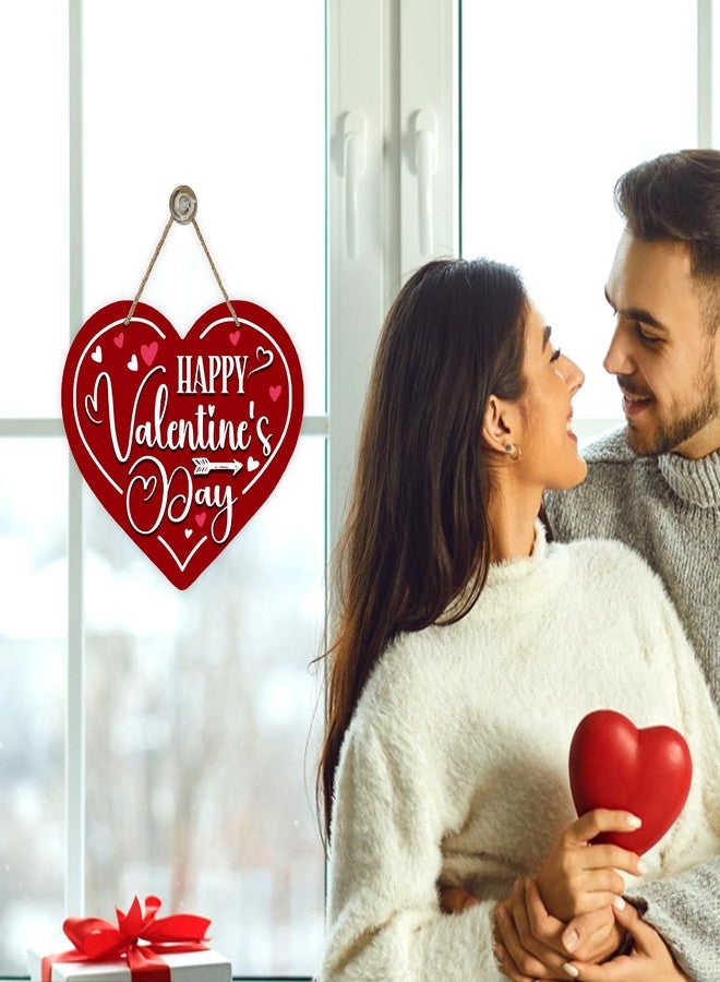 Bolisom لافتة "عيد حب سعيد" من بوليسوم، معلقة خشبية على شكل قلب وسهم أحمر، ديكور منزلي خارجي، إكليل خشبي رومانسي للزفاف أو ذكرى الزواج، زينة جدارية داخلية - Image 5