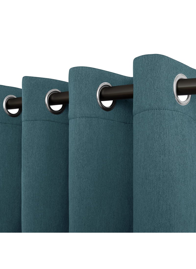 Easy-Going EasyGoing Linen Look Blackout Curtain 84 Inch Length Grommet Window Curtain for Bedroom Living Room Thermal Insulated Room Darkening Set of 2 Panels Bluestone 