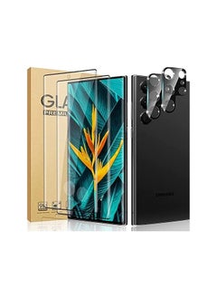 [2+2 Pack]Galaxy S23 Ultra Screen Protector with Camera Lens Protector, 9H Hardness 3D Curved HD Glass, Fingerprint Unlock, Easy Install, Scratch Resistant, for Samsung Galaxy S23 Ultra 5G