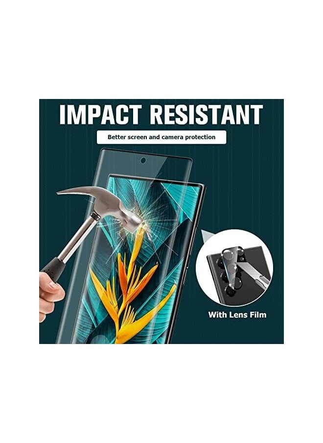 PROMASS - [2+2 Pack]Galaxy S23 Ultra Screen Protector with Camera Lens Protector, 9H Hardness 3D Curved HD Glass, Fingerprint Unlock, Easy Install, Scratch Resistant, for Samsung Galaxy S23 Ultra 5G - Image 1