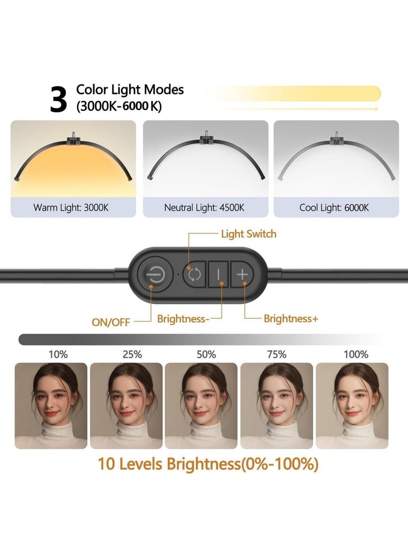 M6X Half Moon LED Floor Lamp with Phone Holder and Remote Control for Beauty and Skincare - Image 4