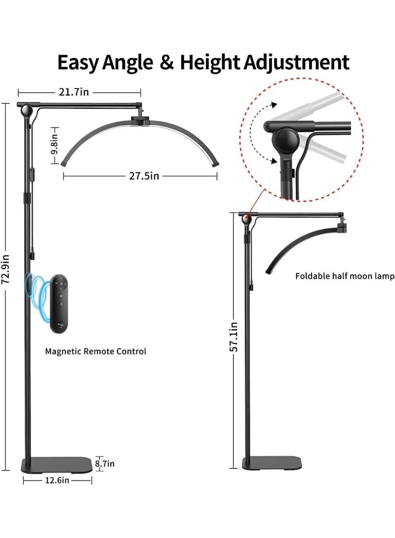 M6X Half Moon LED Floor Lamp with Phone Holder and Remote Control for Beauty and Skincare - Image 5