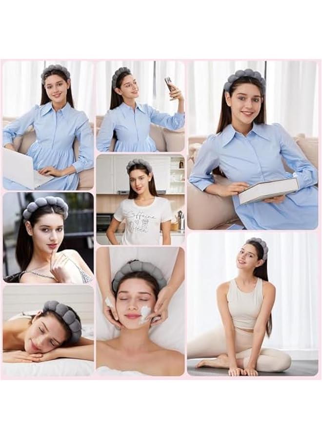 HOOKOR Headbands for Women - Spa Headband and Wristband Set - Headband for Washing Face,Facial Mask,Makeup and Skin Care,Gifts for Women and Teen Girl Gifts Trendy Stuff, Gray - Image 4