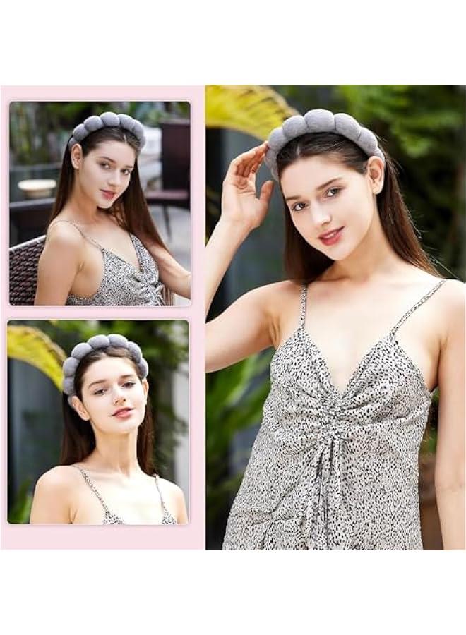 HOOKOR Headbands for Women - Spa Headband and Wristband Set - Headband for Washing Face,Facial Mask,Makeup and Skin Care,Gifts for Women and Teen Girl Gifts Trendy Stuff, Gray - Image 5