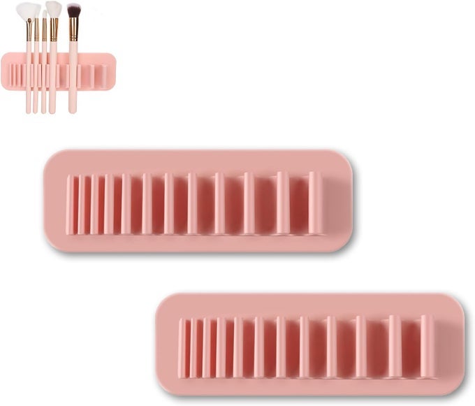BRUSH DRYING HOLDER RACKSILICONE COSMETIC BRUSH DRYING RACK FOR TILE BATHROOM2PCS MAKEUP BRUSH HOLDER WALLMOUNTED SEW ORGANIZERS FOR DRAWING PEN MAKEUP BRUSH NAIL PEN COSMETICS STATIONERY