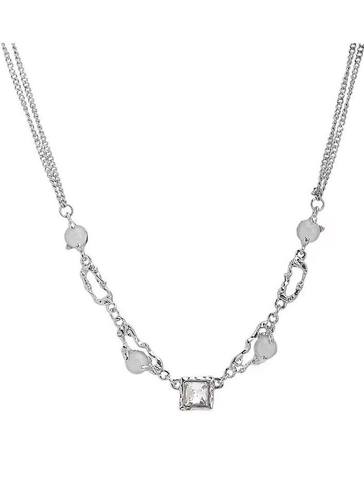 Goolsky قلادة زيركون ضوء القمر – سلسلة عصرية غير منتظمة لعظام الترقوة للنساء، إكسسوار صيفي جريء - Image 3