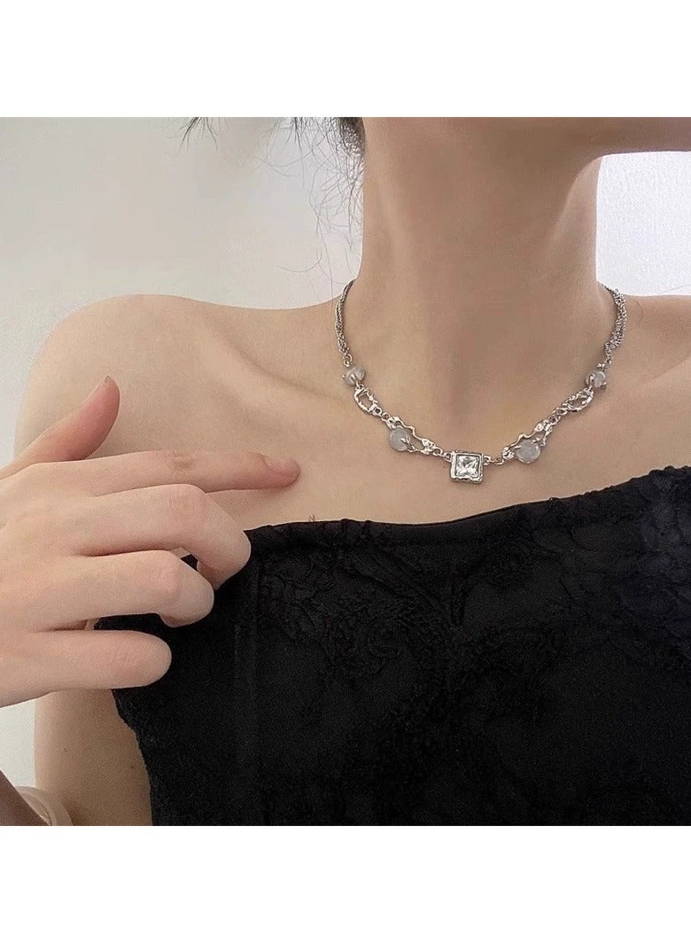 Goolsky قلادة زيركون ضوء القمر – سلسلة عصرية غير منتظمة لعظام الترقوة للنساء، إكسسوار صيفي جريء - Image 4