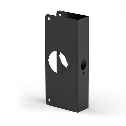 naubea Door Knob Reinforcement Plate, Matte Black, Fits 1-3/4" Doors, 2-3/8" Backset, Door Lock and Door Knob Cover Plate, Deadbolt Cover Plate, Reinforce and Repair Wood or Metal Doors - Image 1