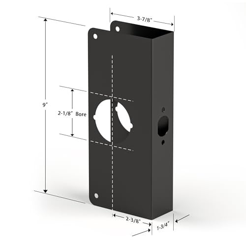 naubea Door Knob Reinforcement Plate, Matte Black, Fits 1-3/4" Doors, 2-3/8" Backset, Door Lock and Door Knob Cover Plate, Deadbolt Cover Plate, Reinforce and Repair Wood or Metal Doors - Image 3
