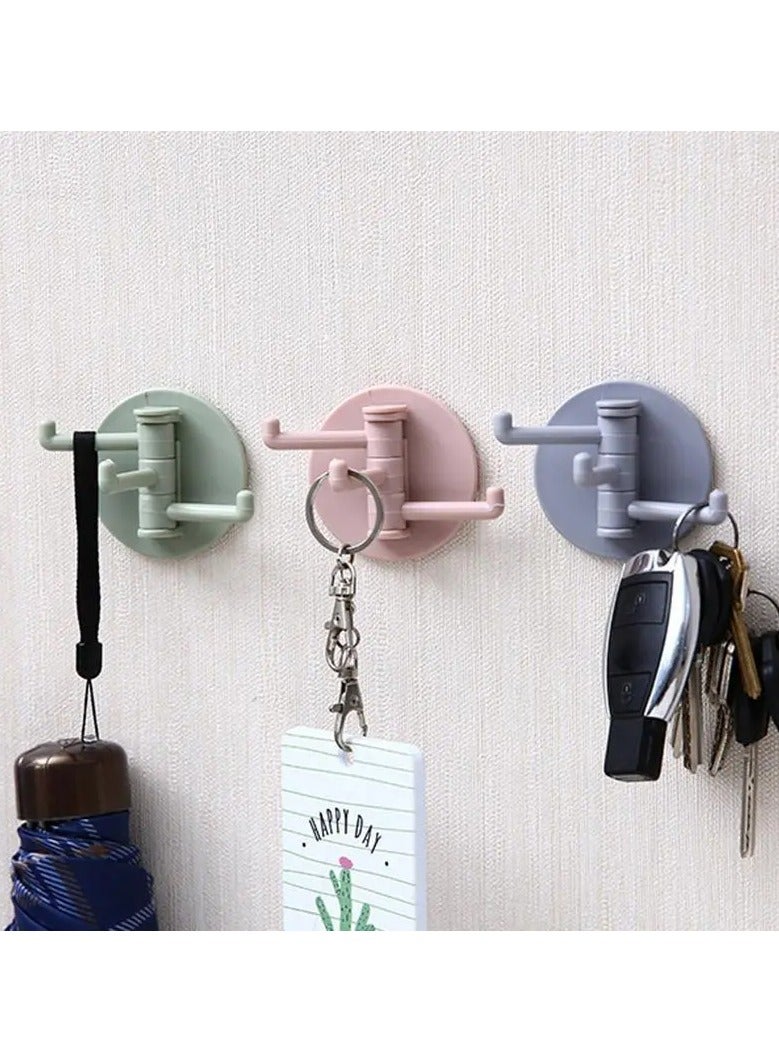 جلوسكي 3 فروع خطاف معلق بدون آثار-خطاف دوارة متعدد الوظائف لجدران المطبخ والحمام-تثبيت خالي من اللكمة! - Image 1