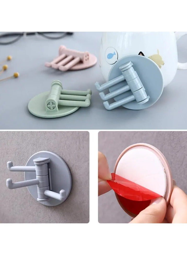 جلوسكي 3 فروع خطاف معلق بدون آثار-خطاف دوارة متعدد الوظائف لجدران المطبخ والحمام-تثبيت خالي من اللكمة! - Image 2