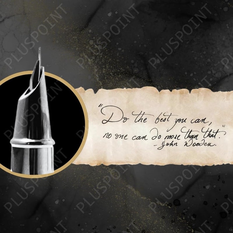 PLUSPOINT قلم حبر سائل من الفولاذ المقاوم للصدأ - قلم فاخر مذهل بتشطيب أسود معدني، قلم بإبرة إيريديوم، هدية قلم للرجال والنساء، محترف، مكتبي تنفيذي، أقلام مصممة جميلة للأطفال - Image 4