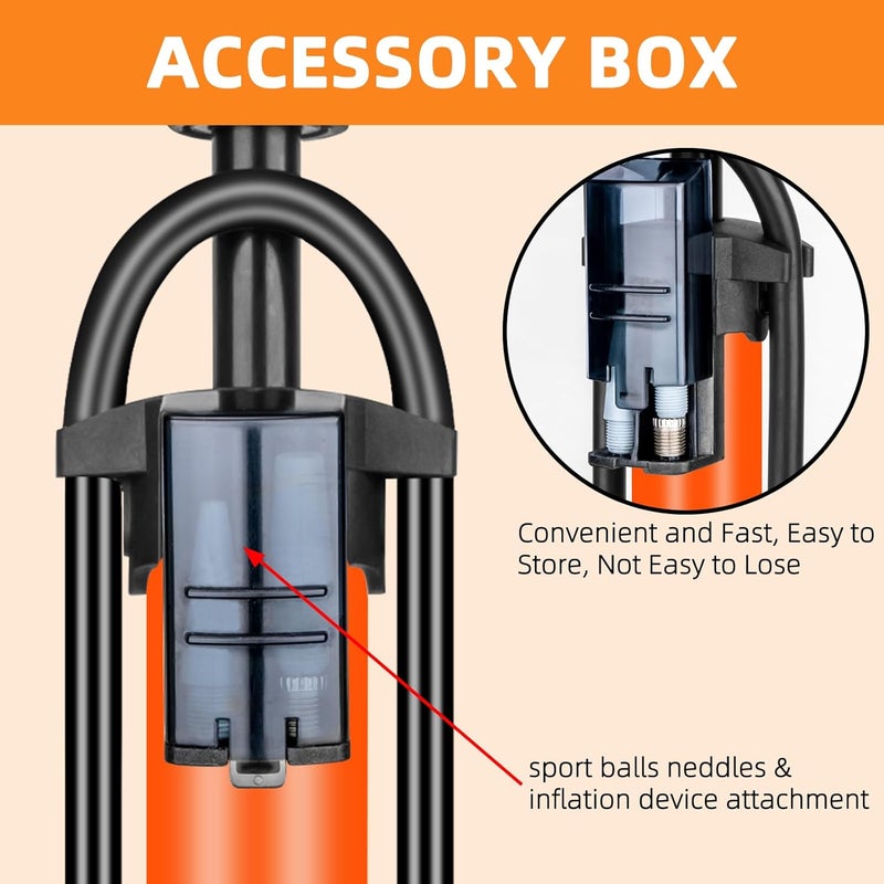 TOOLITIN Floor Bike Pump with Gauge,160 PSI High Pressure,Bicycle Pump Compatible with Presta and Schrader Valve - Image 3