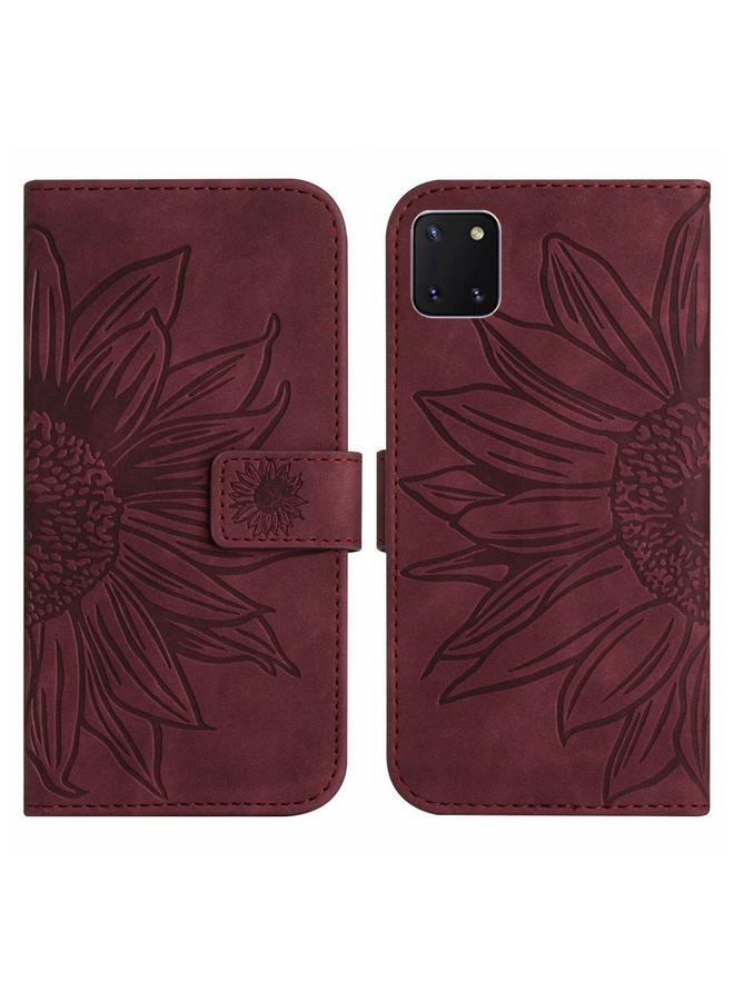 اس-توب جراب لهاتف Samsung Galaxy A81/Note10 Lite مصنوع من الجلد بتصميم زهرة الشمس مع حبل تعليق - Image 2