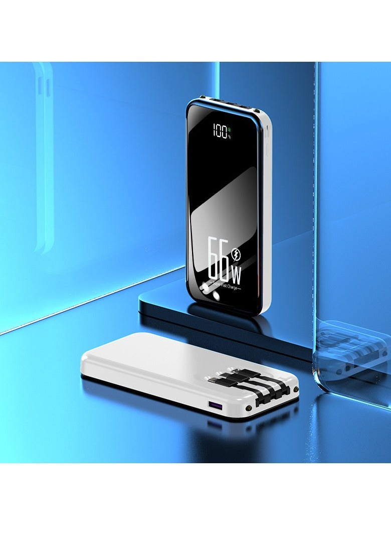 66W Super Fast Charge Digital Display Power Bank 10000mAh Self-contained Line Large Capacity Two-way Fast Charge PD20W Mobile Power White  - Image 1