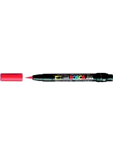 Uni قلم رسم Uni Posca PCF-350 برأس فرشاة مقاس 1-10 مم باللون الأحمر 