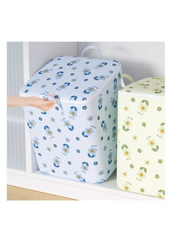XiuWoo 180LFabric Quilt Storage Bag Quilt Bag Clothes Storage Bag Large Capacity Flower Print Double Handle Dustproof Moisture-Proof Quilt Organizer Beige  - Image 2