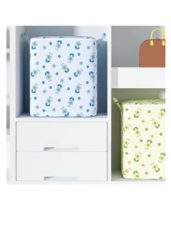 XiuWoo 180LFabric Quilt Storage Bag Quilt Bag Clothes Storage Bag Large Capacity Flower Print Double Handle Dustproof Moisture-Proof Quilt Organizer Beige  - Image 3