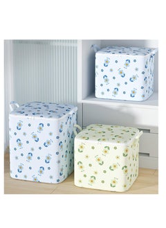 XiuWoo 180LFabric Quilt Storage Bag Quilt Bag Clothes Storage Bag Large Capacity Flower Print Double Handle Dustproof Moisture-Proof Quilt Organizer Beige  - Image 4