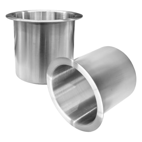 Tuxihapp 2PCS 3.3 Inch Stainless Steel Drop-in Cup Holder Insert - Silver Drink Holder for Poker Table, Sofa, Car, RV, Boat, Truck, Yacht, Bench, Dining Table & Marine Furniture - Image 1