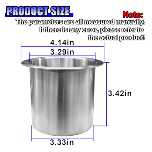 Tuxihapp 2PCS 3.3 Inch Stainless Steel Drop-in Cup Holder Insert - Silver Drink Holder for Poker Table, Sofa, Car, RV, Boat, Truck, Yacht, Bench, Dining Table & Marine Furniture - Image 2