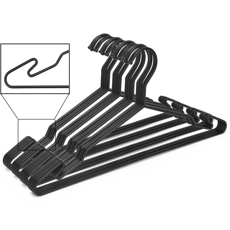 MLMD Lux Heavy Duty Metal Hangers with Unique Hook Design Durable  Sturdy Coat Hangers 4mm Thick Withstands 25lbs Weight Smooth Powder Coated Finish Compact Shirt Hangers  10 Pack Black