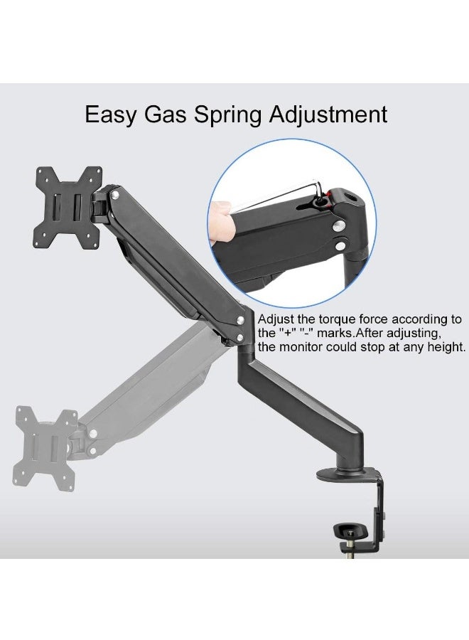 غرانفين Single Monitor Mount Gas Spring Monitor Arm Desk Mount Fully Adjustable Fits 13-32 inch Monitors Weight Capacity up to 9kg - Image 5