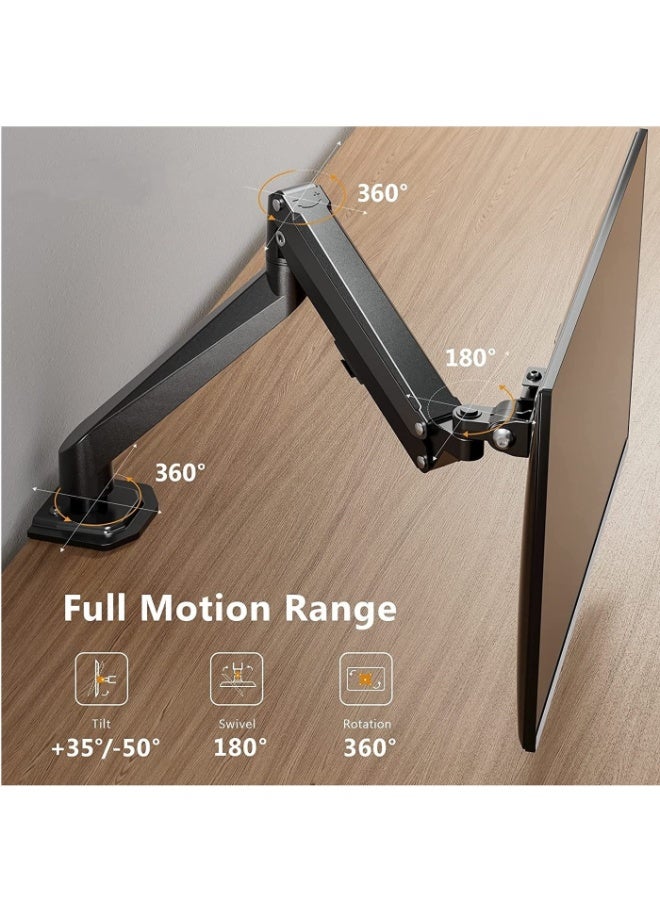 غرانفين Single Monitor Mount Gas Spring Monitor Arm Desk Mount Fully Adjustable Fits 13-32 inch Monitors Weight Capacity up to 9kg - Image 2